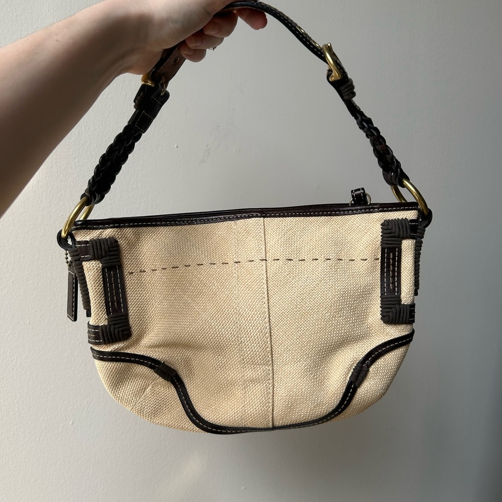 Coach Tan and Brown Angora Shoulder Bag